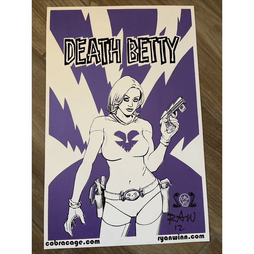 Death Betty By Ryan Winn Hand Signed “raw12” - 11”x17” Silkscreen 2012